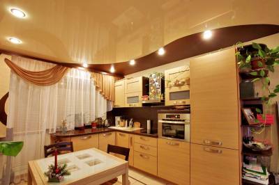 Натяжные потолки в кухне – значимая и неотъемлемая деталь в дизайнерском решении